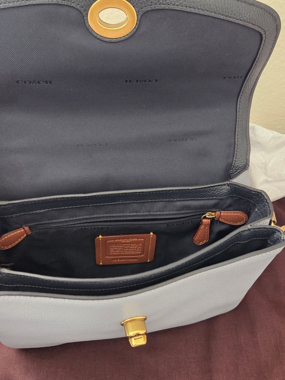 Coach Cassie Crossbody In Signature Blocking Blue/Tan - Picture 8 of 12